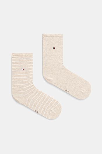 Ponožky Tommy Hilfiger 2-pak dámske, béžová farba, 100001494