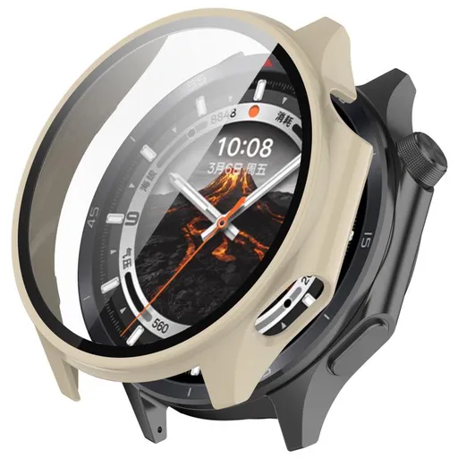 PC FULL COVER Plastový kryt so sklom pre OnePlus Watch 3 béžový