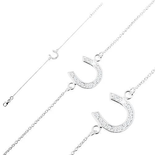 Retiazka na ruku zo striebra 925 - podkova s čírymi zirkónmi