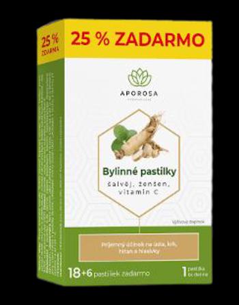 APOROSA Bylinné pastilky šalvia, ženšen, vitamín C 18+6 pastilek 24 ks