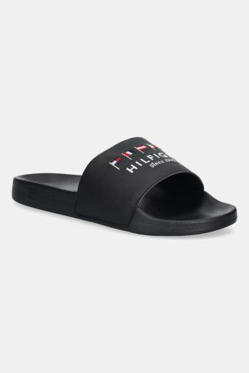 Šľapky Tommy Hilfiger HILFIGER FLAGS POOL SLIDE pánske, čierna farba, FM0FM05431