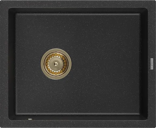 MEXEN/S MEXEN/S - Pedro granitový drez 1-miska 560 x 460 mm, čierna/strieborná metalík, sifón čierna 6508561000-73-G