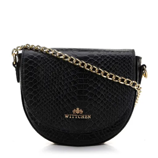 Dámska kabelka saddle bag z kože croco čierno-zlatá 99-4E-021-1G