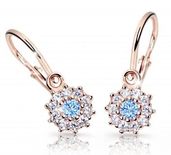 Cutie Jewellery Detské náušnice z ružového zlata C2749-10-X-4 svetlo modrá