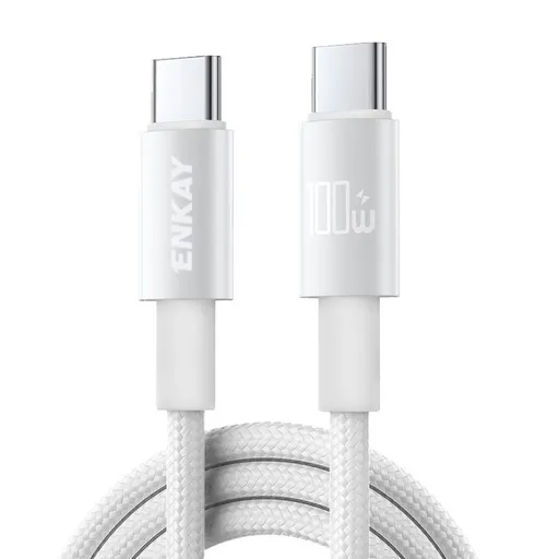ENKAY PD100 Rýchlonabíjací USB-C kábel 100W 2m biely