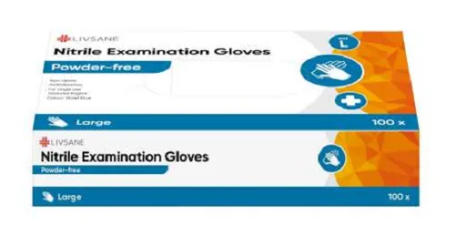 LIVSANE Nitrilové vyšetrovacie rukavice veľ. L nesterilné, nepudrované, fialovomodré 100ks