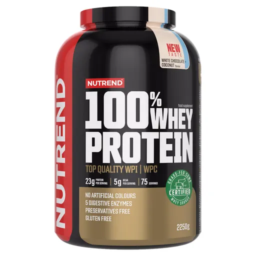 NUTREND 100% Whey proteín biela čokoláda a kokos 2250 g