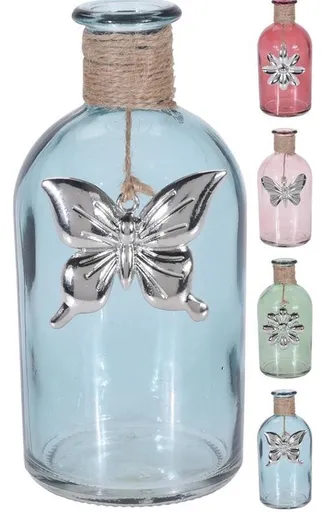 MAKRO - Váza sklo + lano rôzne farby