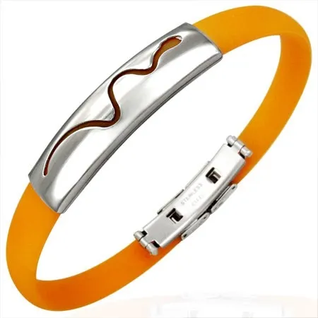 Oranžový gumový náramok - vlniaci sa had