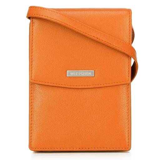 Mini crossbody kabelka z kože 2 v 1 oranžová