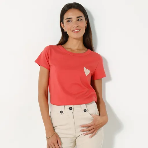 Tričko s výšivkou srdca, jednofarebné