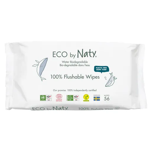 ECO BY NATY Vlhčené obrúsky Naty bez vône splachovateľné 56 ks