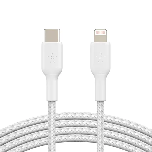Belkin BOOST CHARGE ™ Lightning / USB-C kábel, 2m, biely - odolný