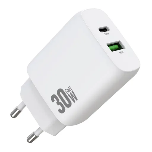 AMORUS PD 30W GaN Sieťová nabíjačka USB-C / USB-A biela