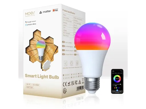 Inteligentná LED žiarovka E27 9W RGB CCT MOES MWB-TDA9-RCW-E27 WiFi Tuya