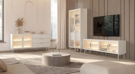 ArtLas Obývacia stena NAIRE s LED osvetlením | cashmere