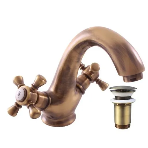 RAV SLEZÁK Morava umývadlová batéria s clic-clacom stará mosadz MK329.5SM