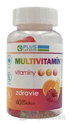 PLUS LEKÁREŇ Multivitamín želé cukríky, ovocná príchuť 60ks