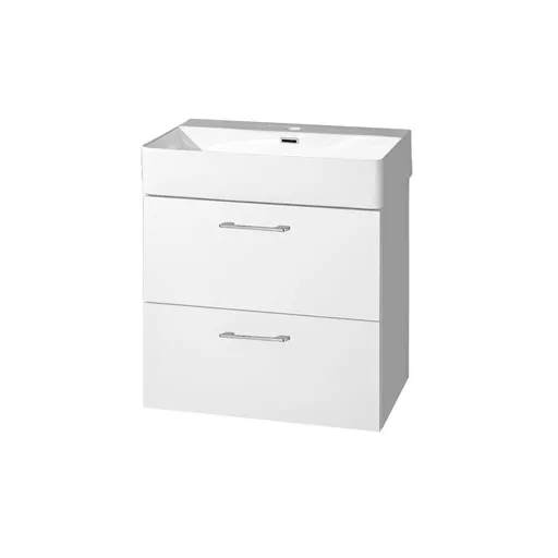 Mereo Leny, kúpeľňová skrinka s keramickým umývadlom 60 cm, biela, nové madlo CN811N