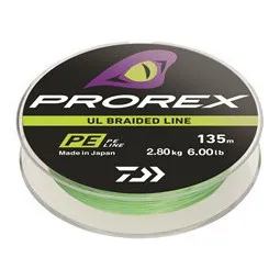 Daiwa splietaná šnúra prorex ul finesse braid chartreuse 135 m - 0,05 mm 2,1 kg