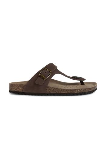 Nubukové šľapky Geox D BRIONIA dámske, hnedá farba, na plochom podpätku, D35LSK 00032 C6009