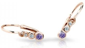 Cutie Jewellery Detské náušnice z ružového zlata C2255-10-X-4 fialová
