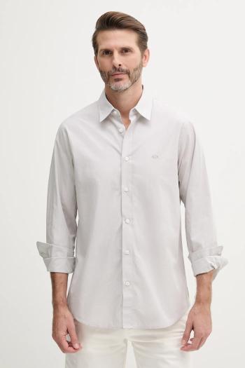 Bavlnená košeľa Armani Exchange šedá farba, regular, s klasickým golierom, XM000445 AF13007