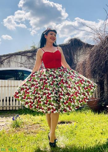 Pinup Rockabilly cseresznye mintás  szoknya