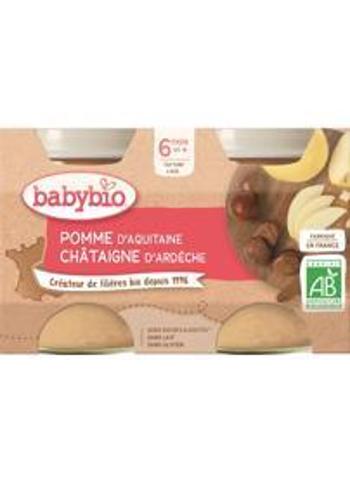 BABYBIO ovocný príkrm jablko s gaštanovým pyré 2 x 130 g