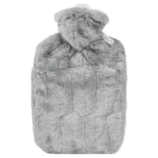 HUGO FROSCH Classic termofor s obalom z umelej kožušiny s podšívkou šedý 1,8 l