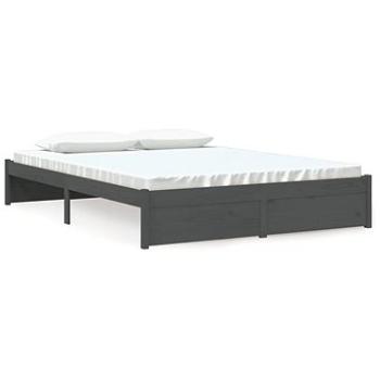 Rám postele sivý masívne drevo 150 × 200 cm King Size, 814956