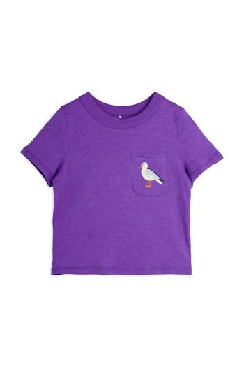 Detské bavlnené tričko Mini Rodini Seagull fialová farba, jednofarebné, 2522013645