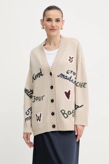 Vlnený kardigán Weekend Max Mara BELGIO béžová farba, teplé, 2525346082600