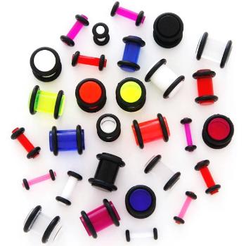 Plug do ucha UV priehľadný s gumičkami - Hrúbka: 6 mm , Farba piercing: Modrá