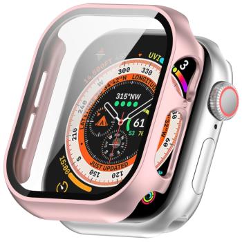 PC FULL COVER Plastový kryt so sklom pre Apple Watch 10 42mm metalický ružový