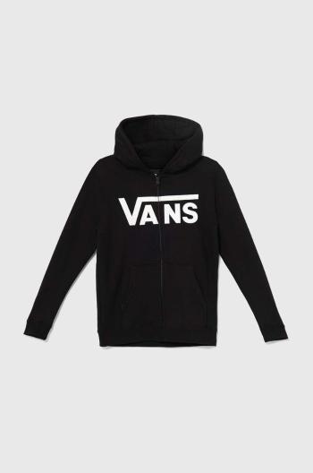 Detská bavlnená mikina Vans Vans Classic II FZ čierna farba, s kapucňou, s potlačou, VN000JYBBLK1