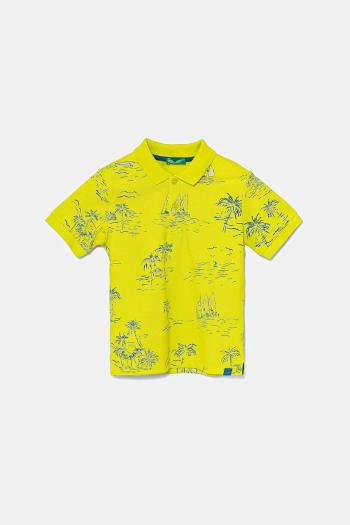 Detská bavlnená polokošeľa United Colors of Benetton zelená farba, vzorovaná, 36Y4G300Y