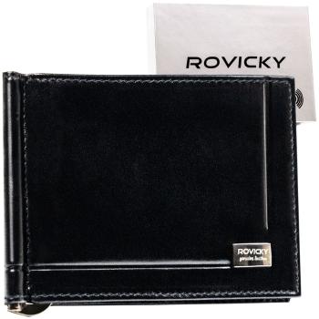 Elegantné pánske puzdro na bankovky z pravej kože v čiernej farbe - Rovicky
