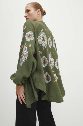 Kimono Answear Lab zelená farba, oversize, vzorované