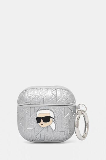 Puzdro na airpod Karl Lagerfeld AirPods 4 strieborná farba, KLA4PGKIPS