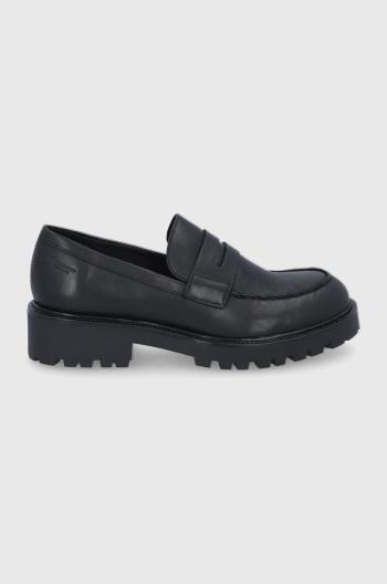 Kožené poltopánky Vagabond Shoemakers dámske, čierna farba, na plochom podpätku