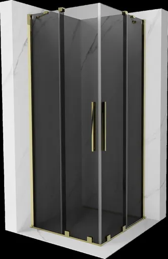 MEXEN/S - Velar Duo sprchovací kút, posuvné dvere 80 x 80, grafit, zlato 871-080-080-42-50