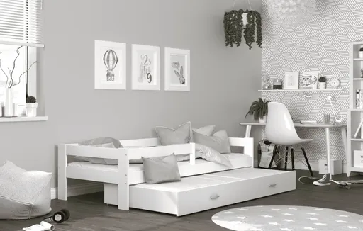 ArtAJ Detská posteľ HOPE P2 s prístelkou | biela 80 x 190 cm