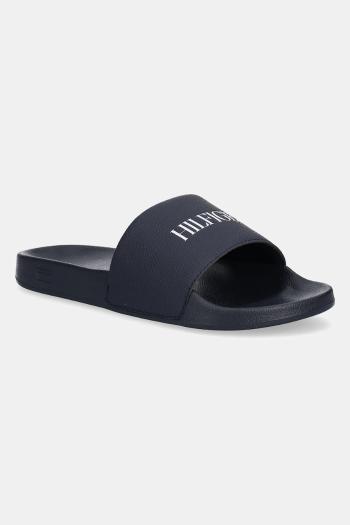 Šľapky Tommy Hilfiger TH PRINT TUMBLE POOL SLIDE tmavomodrá farba, FM0FM05505