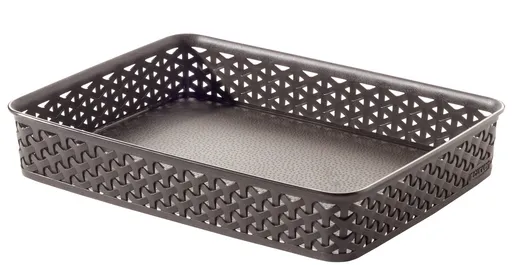 CURVER - Košíček imitácia ratanu Y, tmavo hnedý 36 x 26 x 6 cm