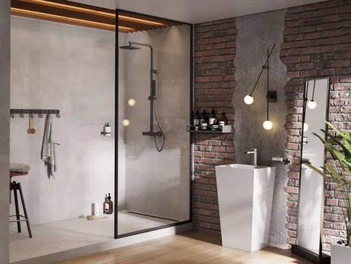 BESCO - Walk-in sprchovací kút ICON - Farba rámu zásteny - Hliník čierny, Rozmer A - 100, Rozmer C - 200, Smer zatváranie - Univerzálny Ľavé / Pravé, Výplň - Číre bezpečnostné sklo - 8 mm BCICON10BC