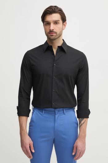 Košeľa Calvin Klein pánska, čierna farba, slim, s klasickým golierom, LV04LB145G
