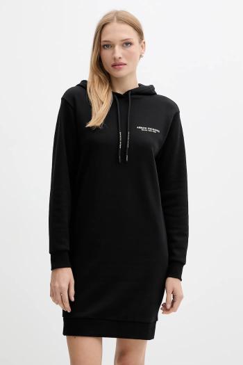 Bavlnené šaty Armani Exchange čierna farba, mini, rovný strih, XW001453 AF10830