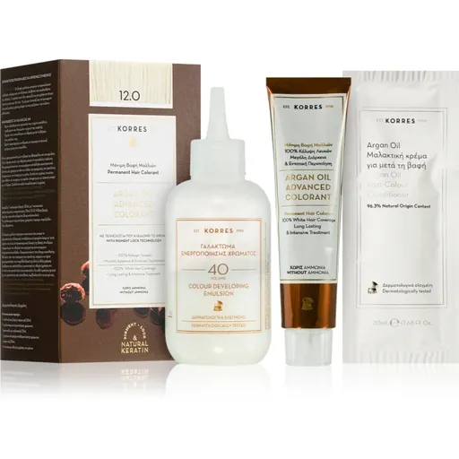 Korres Argan Oil permanentná farba na vlasy s arganovým olejom odtieň 12.0 Special Blonde 50 ml