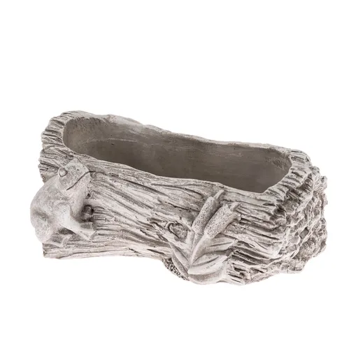 Betónový obal na kvetináč Kmeň so žabou sivá, 12 x 21 cm